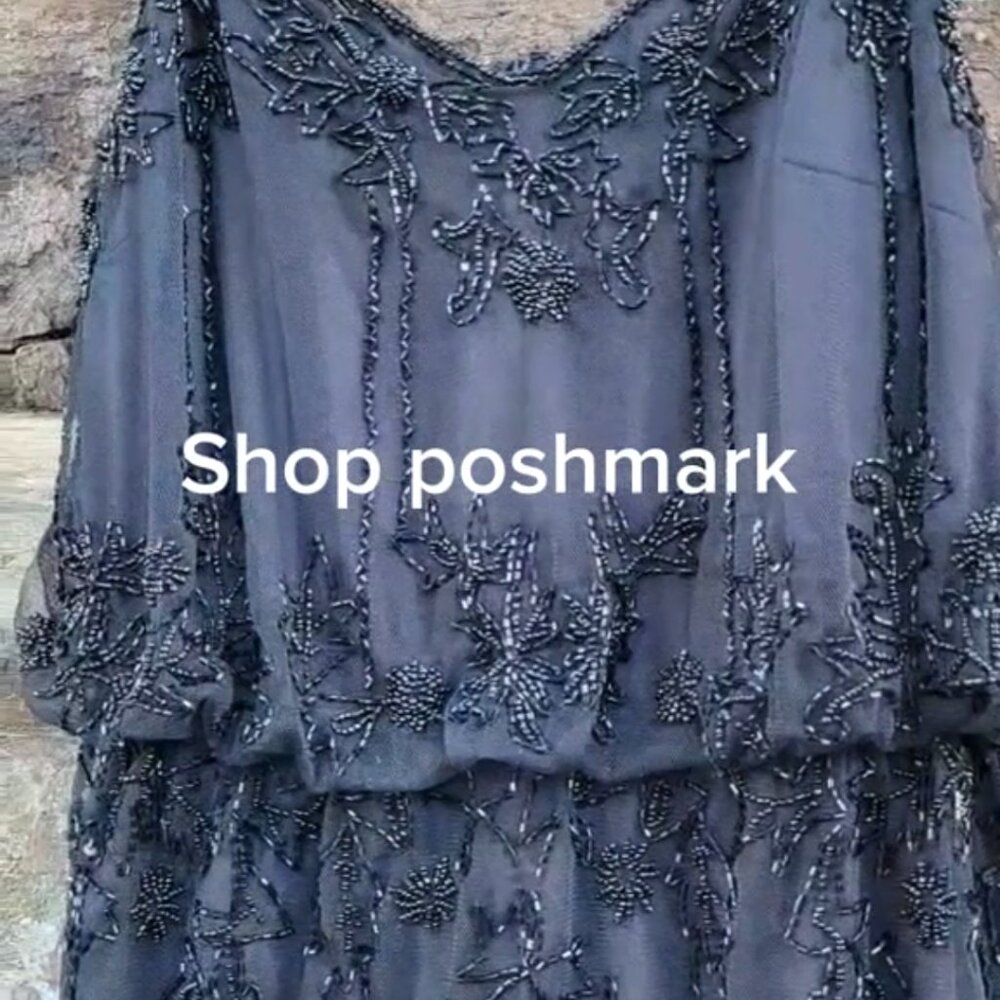 Black Tape beaded lace dress